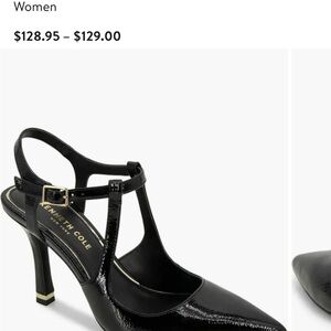 Kenneth Cole Black Patent T-Strap Romi Slingback Pump